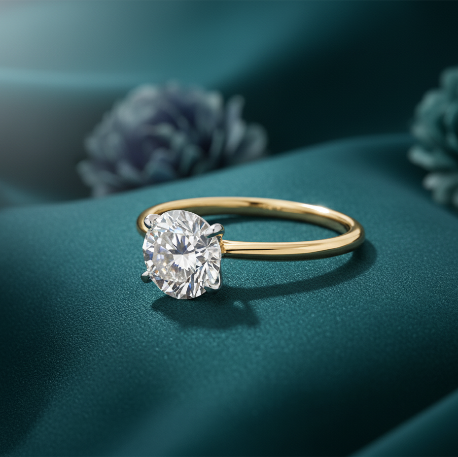 Round Brilliant Cut Solitaire Silver Ring