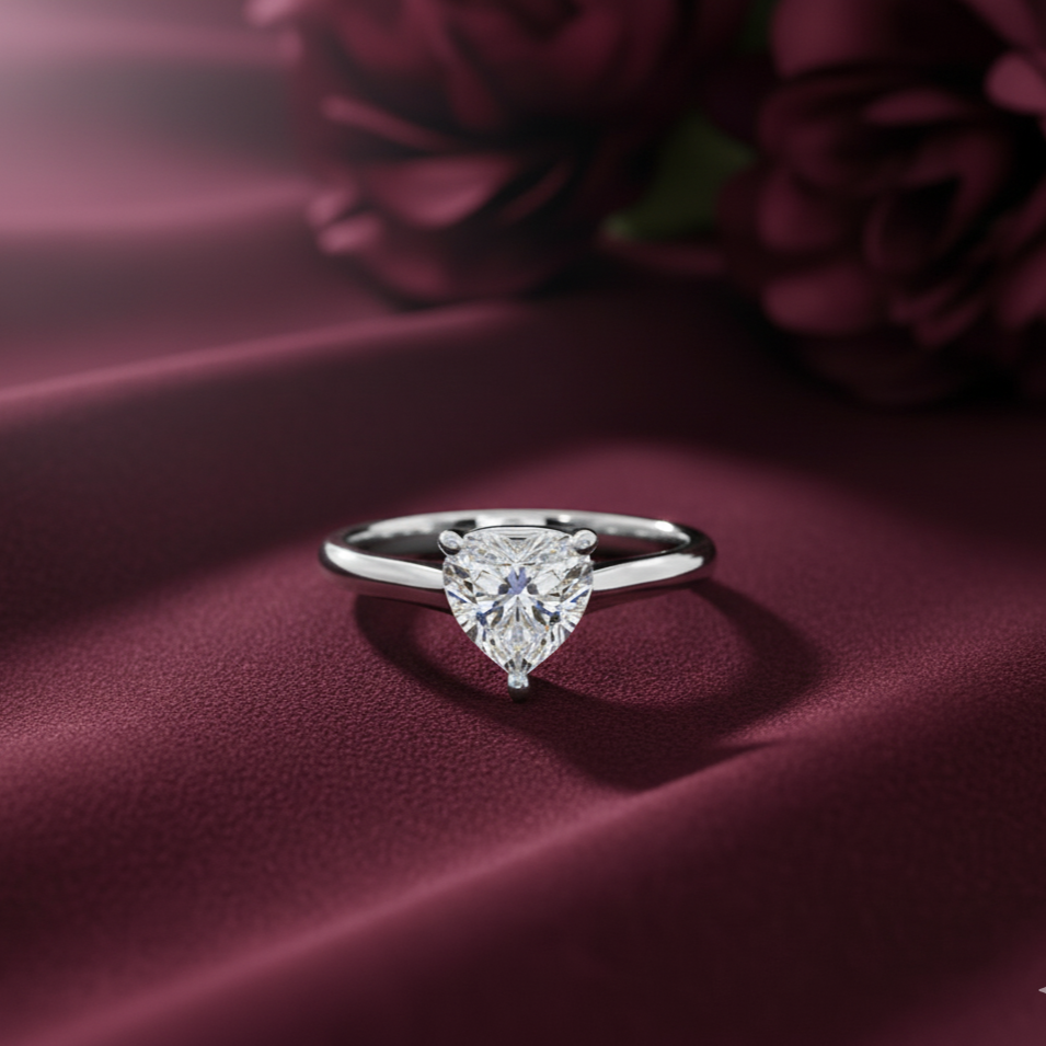 Heart-Cut Moissanite Silver Ring