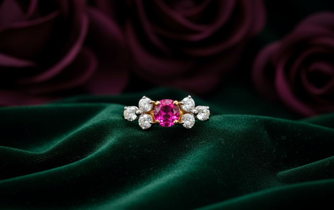 NAYAAB - Oval Ruby & Diamond Gold Ring