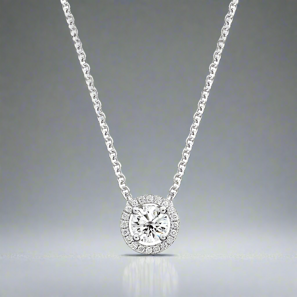 Moissanite Halo Pendant