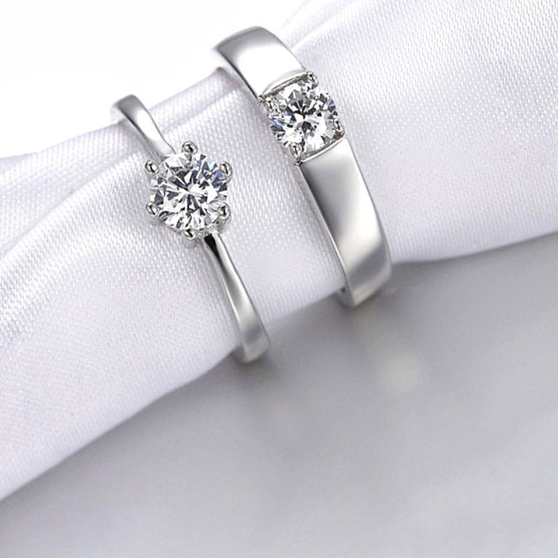 Silver Rings Pakistan Solitare Silver Couple Rings (Pair) Price in Pakistan – AlShaikh Jewellers