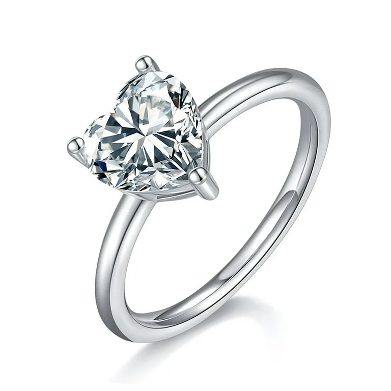 Heart-Cut Moissanite Silver Ring