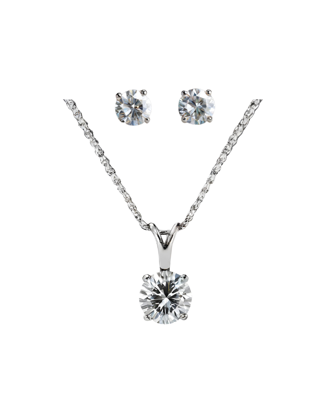 Moissanite Studs with Pendant Set