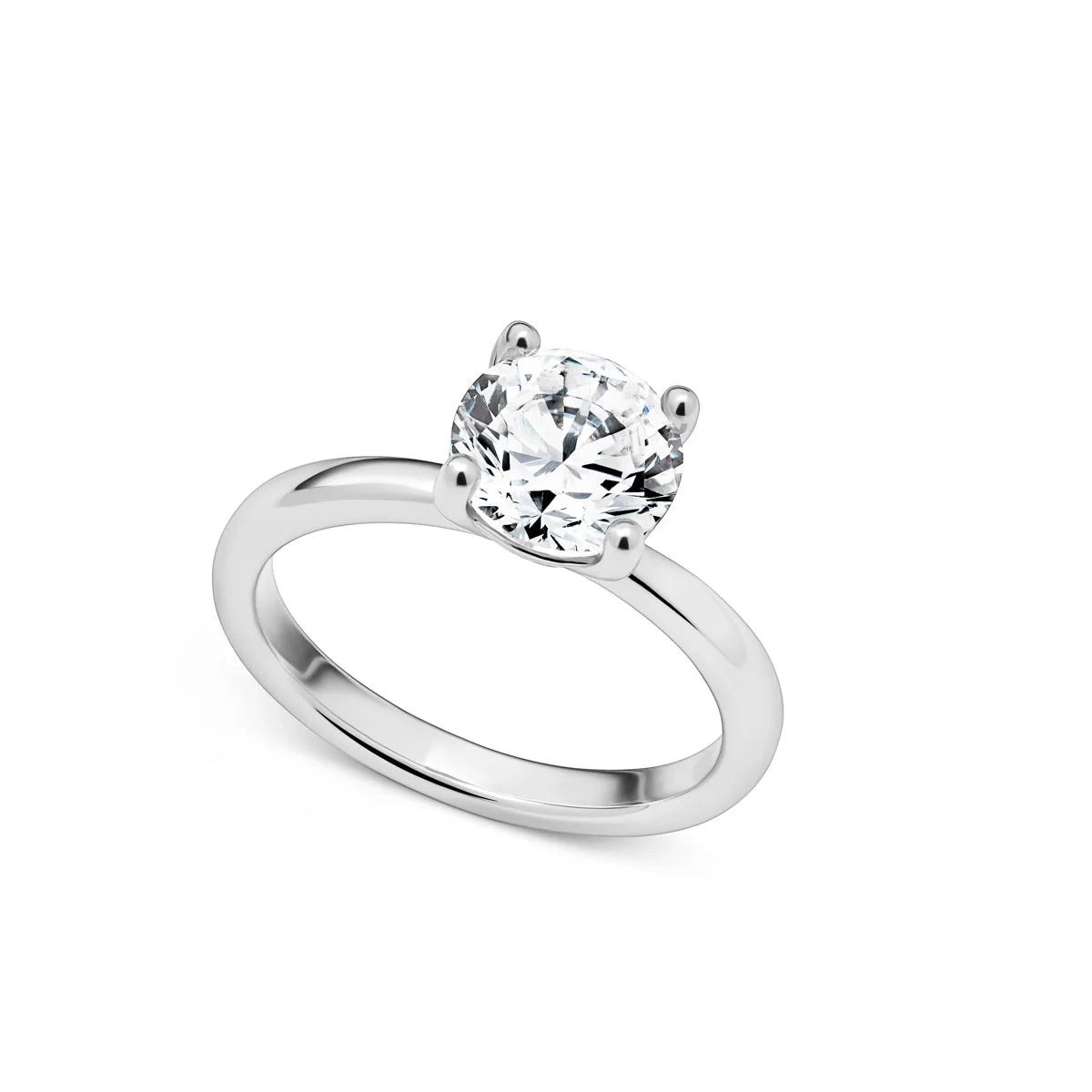 Round-Cut Moissanite Silver Ring
