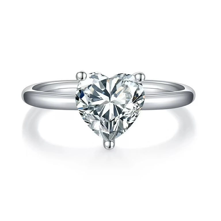 Heart-Cut Moissanite Silver Ring